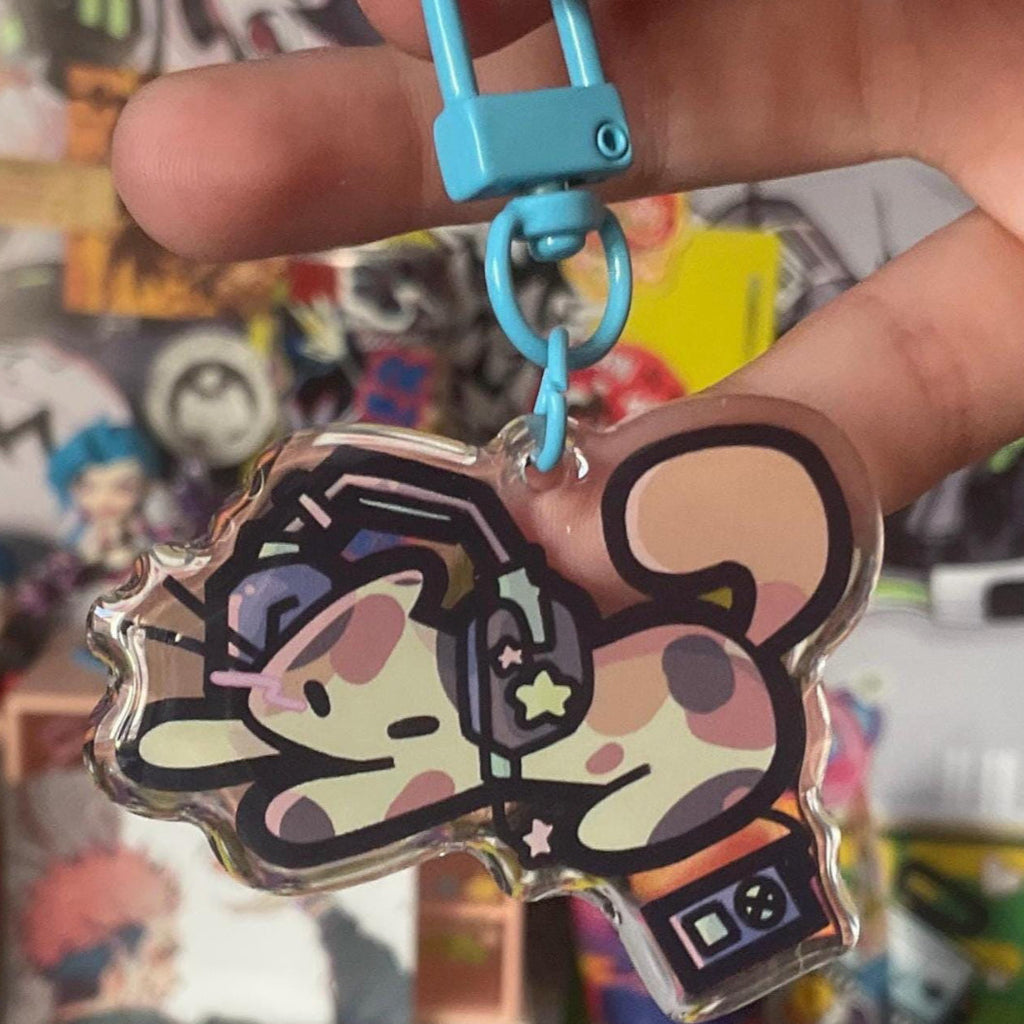 Headphones cat keychain