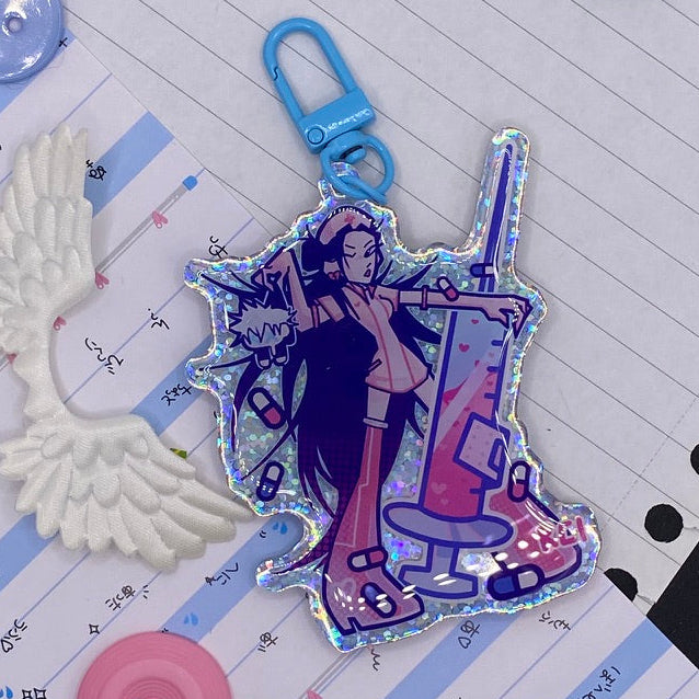 Pink nurse key chain and blue clasp