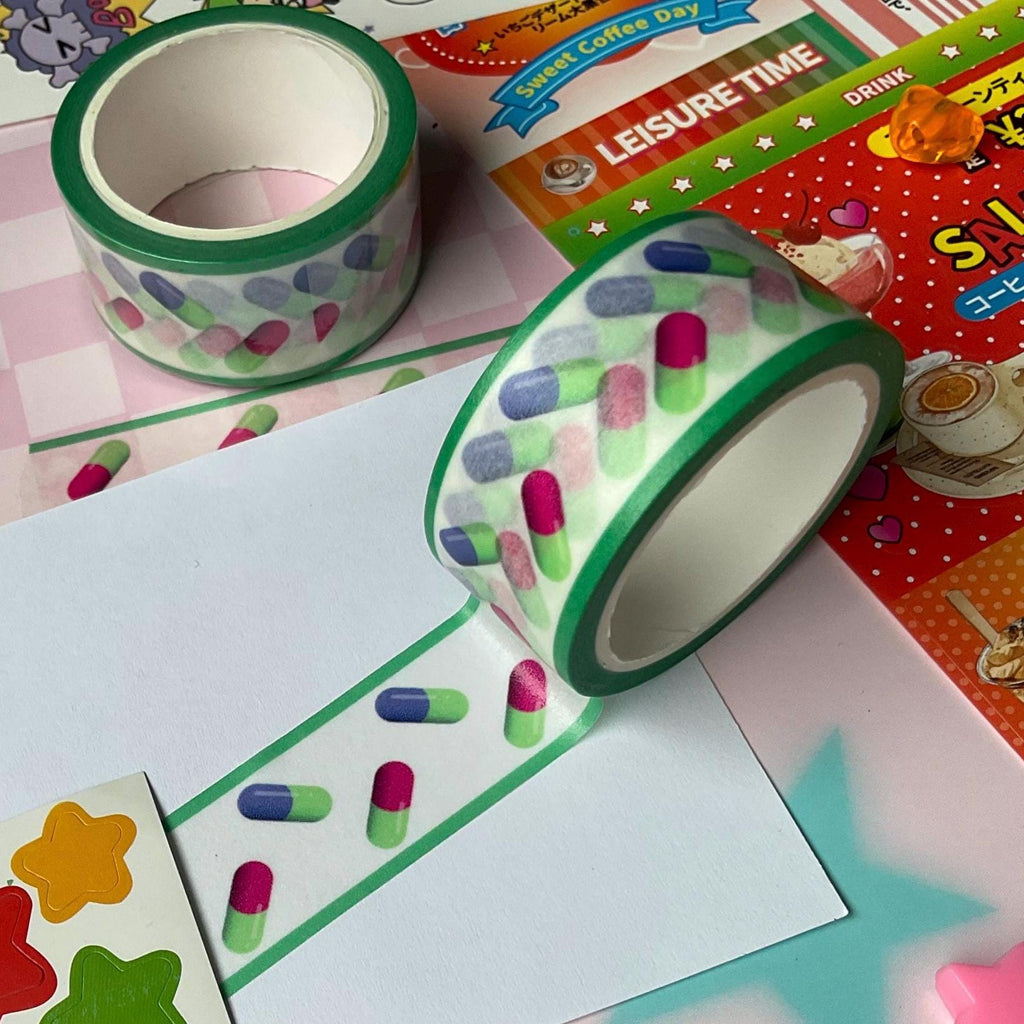 Washi tape with ping and purple
