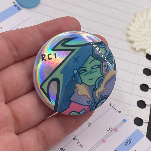 alien girl pin badge button