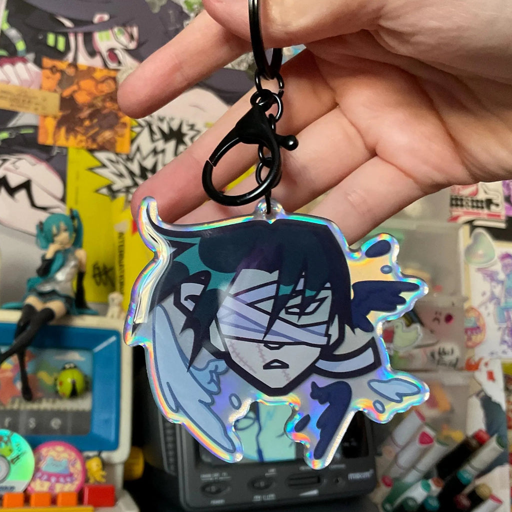 anime holo keychain black clasp