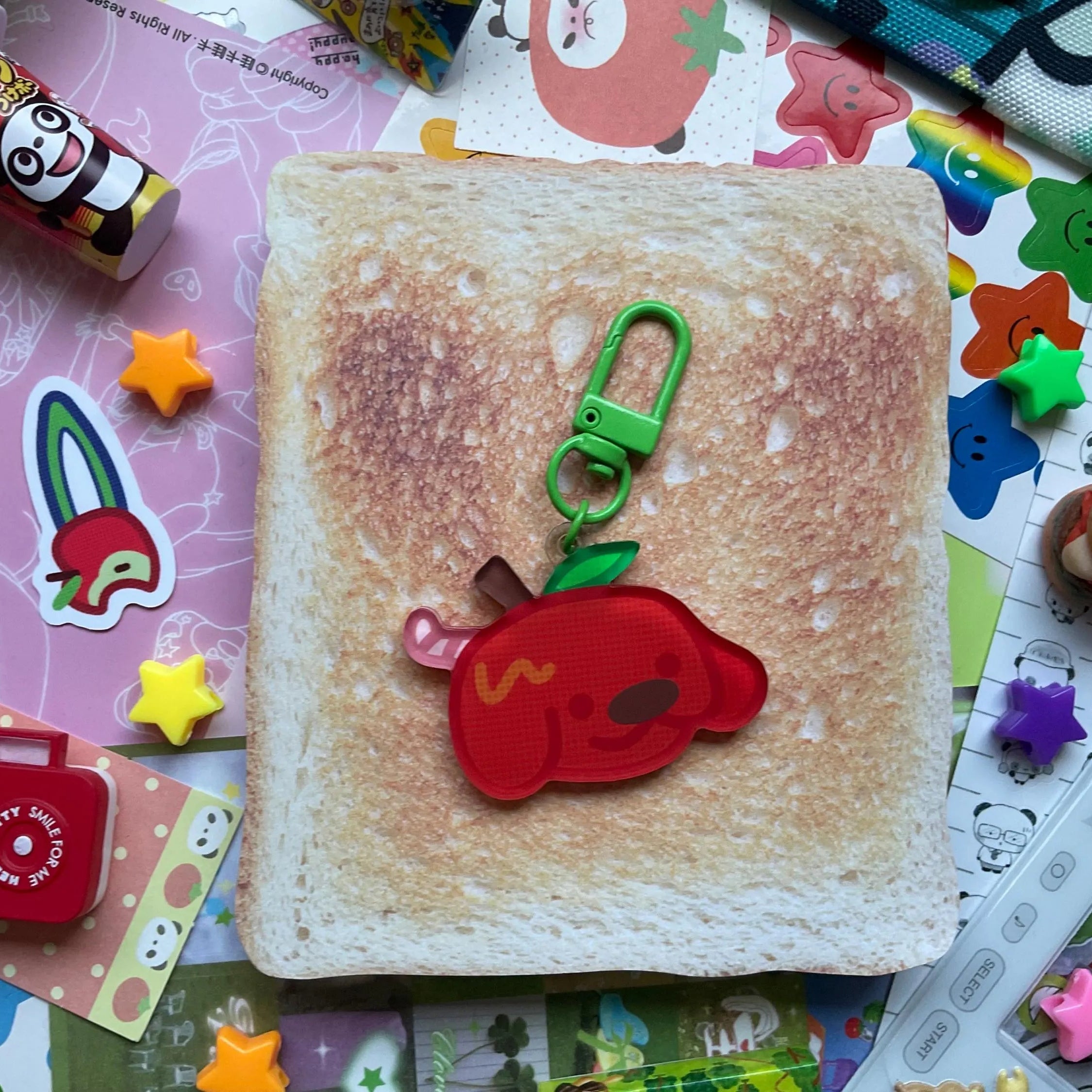 Red apple dog keychain