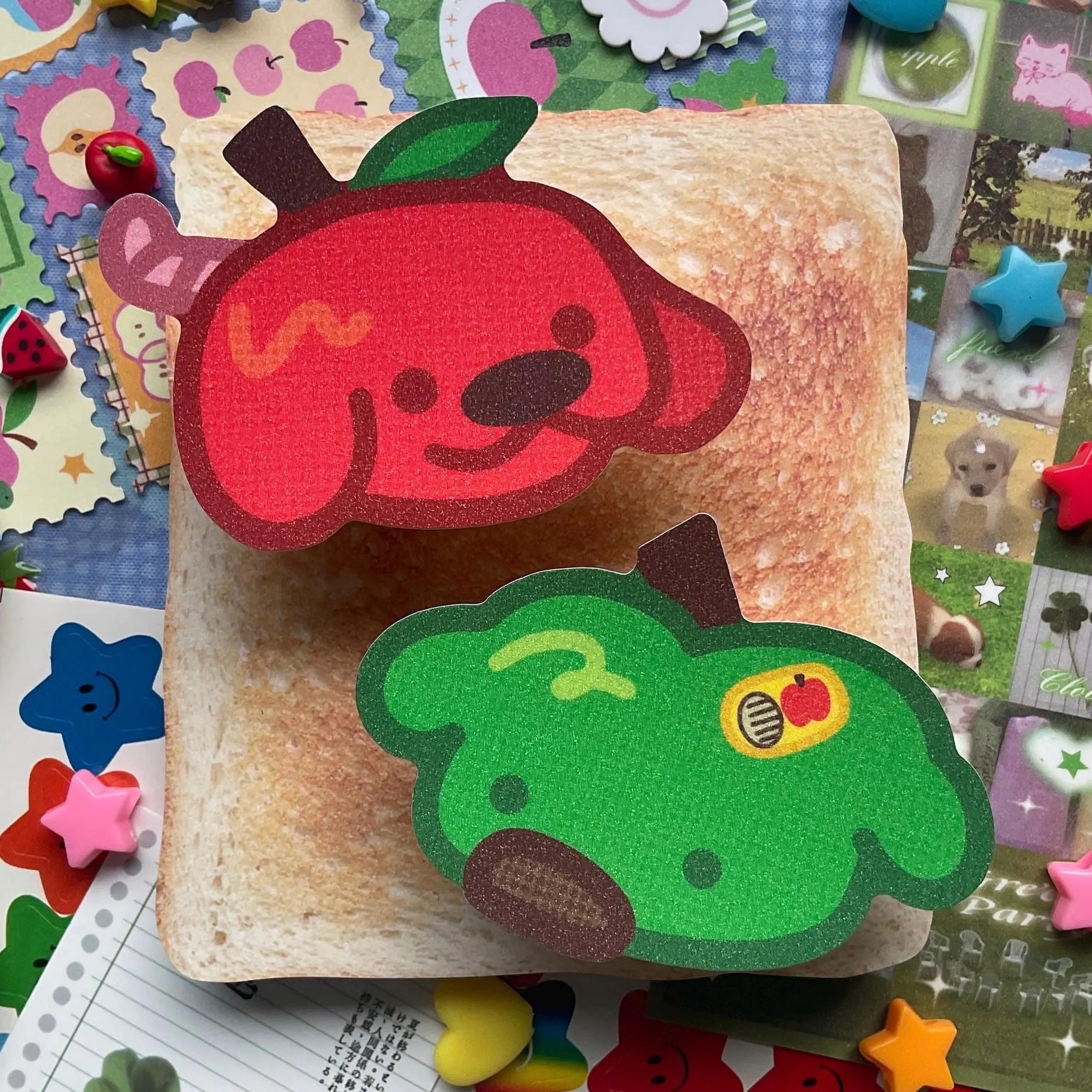 Apple dog glitter stickers