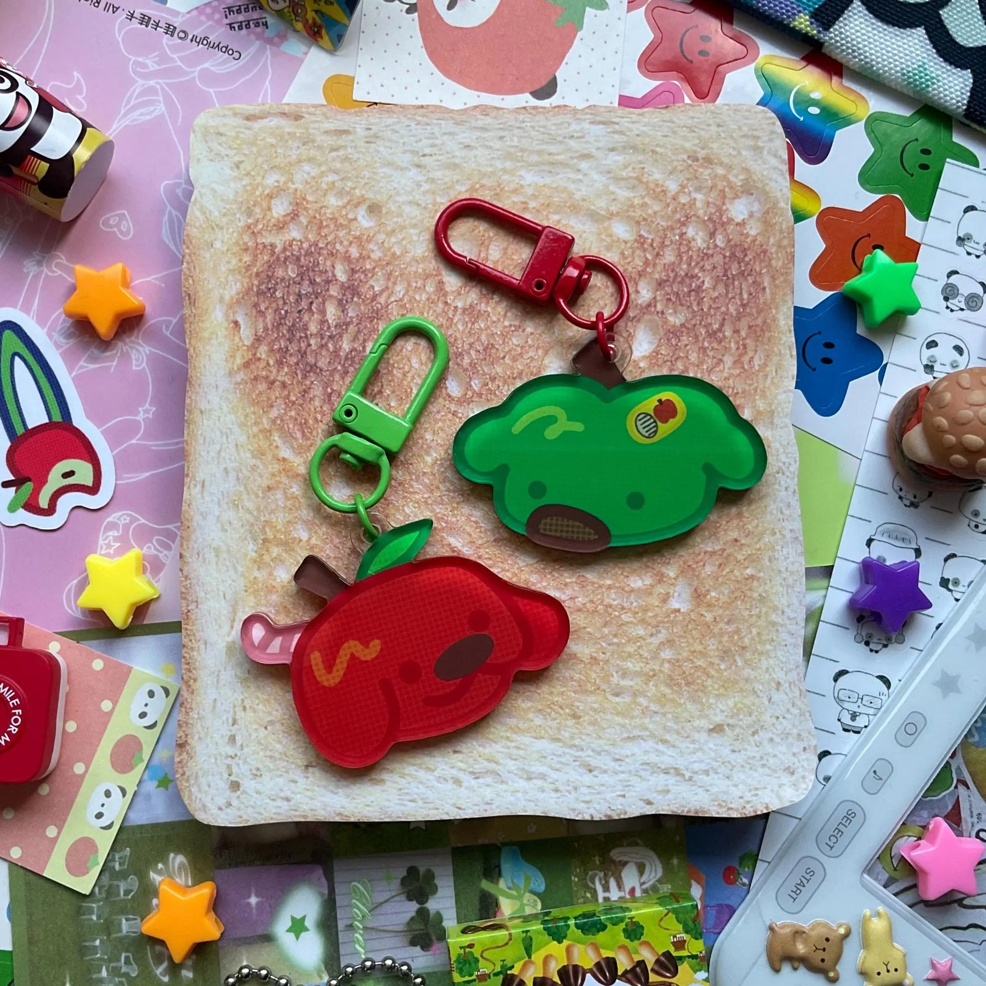 Apple dog keychains