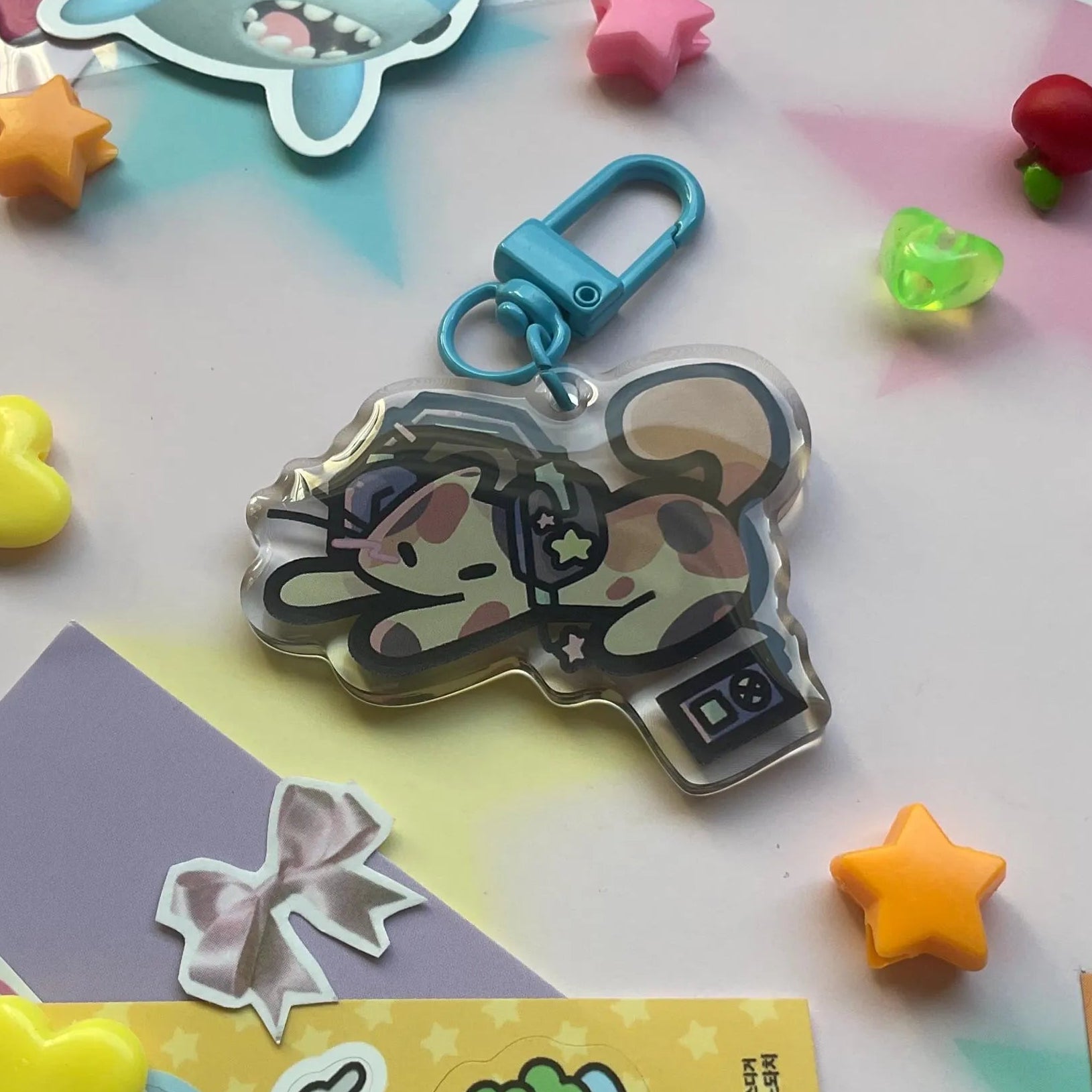 headphones cat keychain