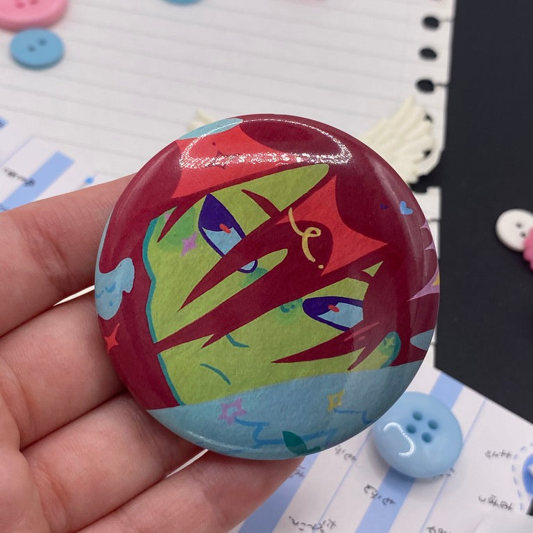 Cherry Angel button pin badge