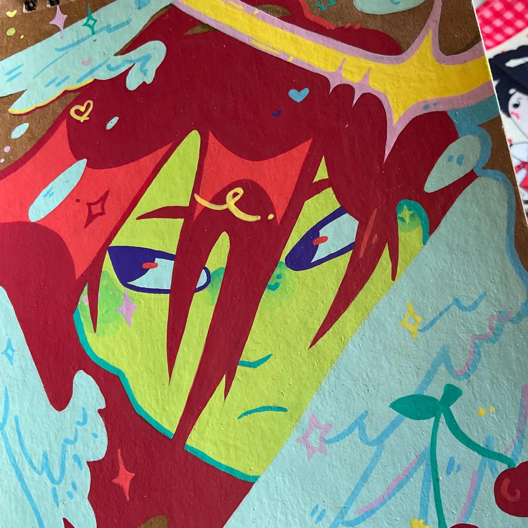 Cherry Angel sketchbook hand painted