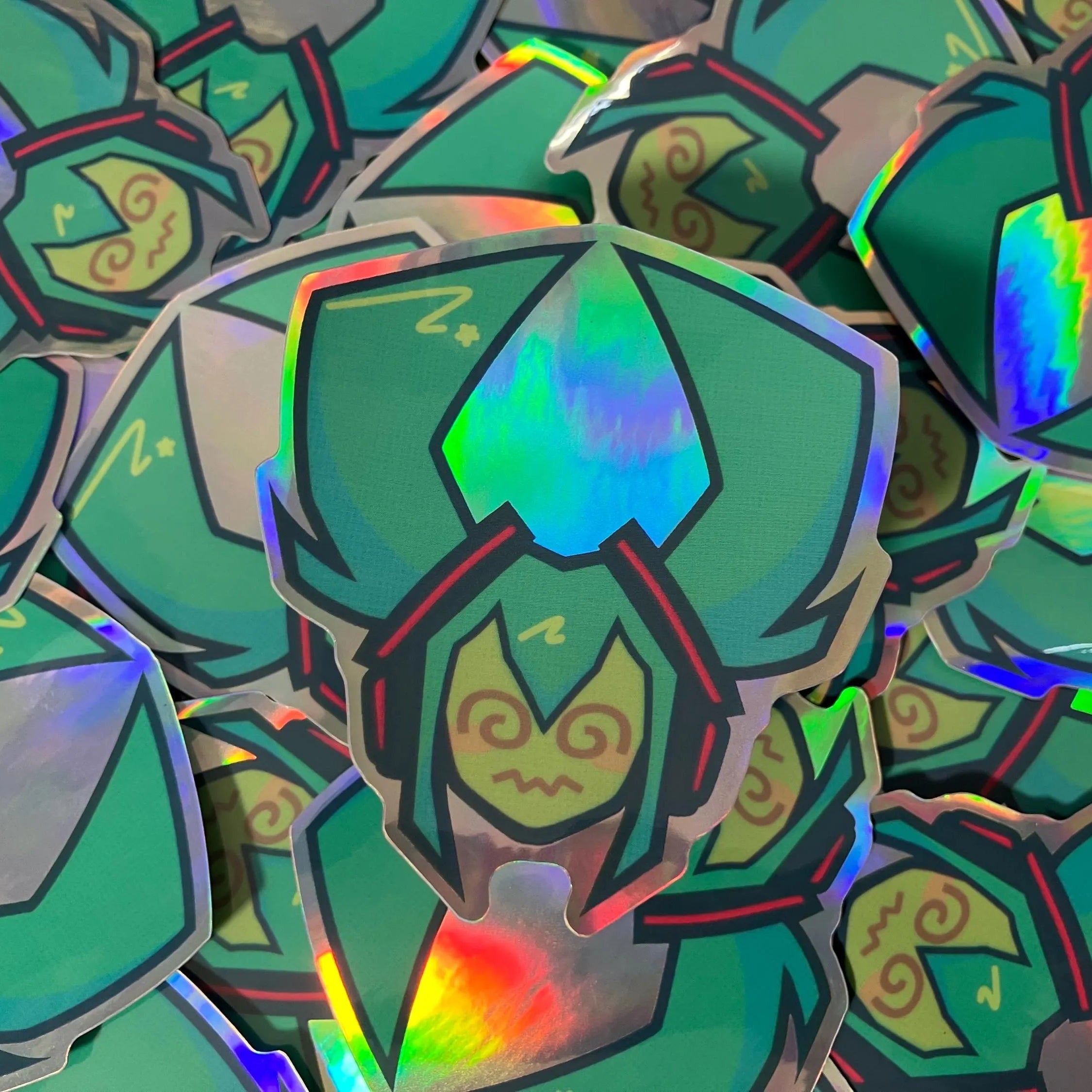 Dizzy singer glossy holographic vinyl sticker.
