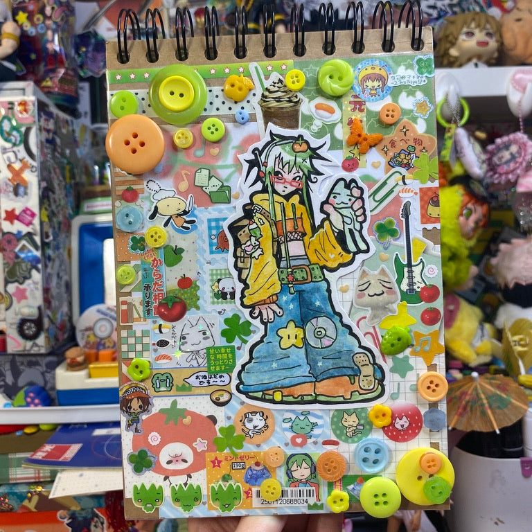 Green orange sketchbook with buttons
