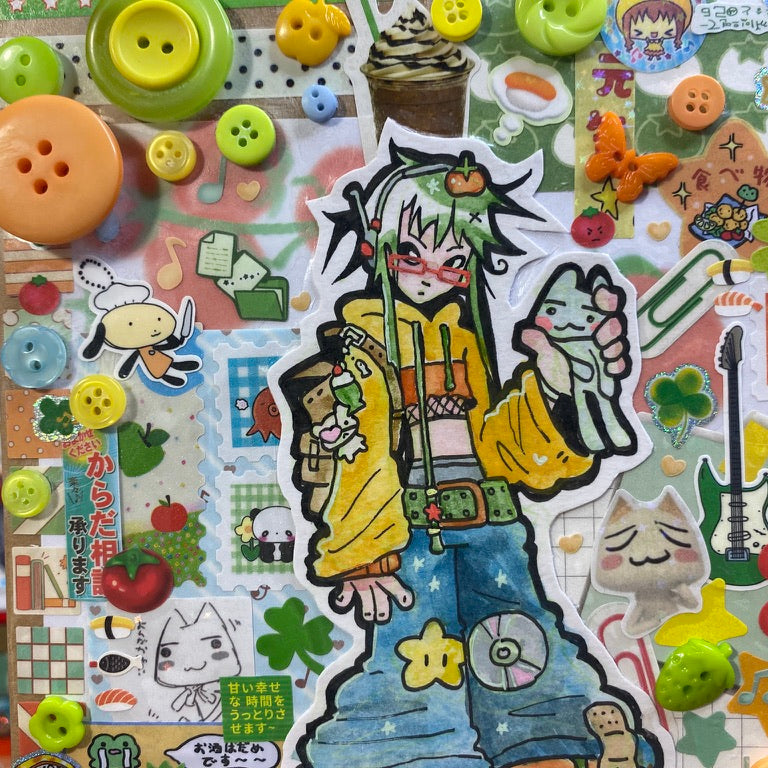 Green orange sketchbook with buttons
