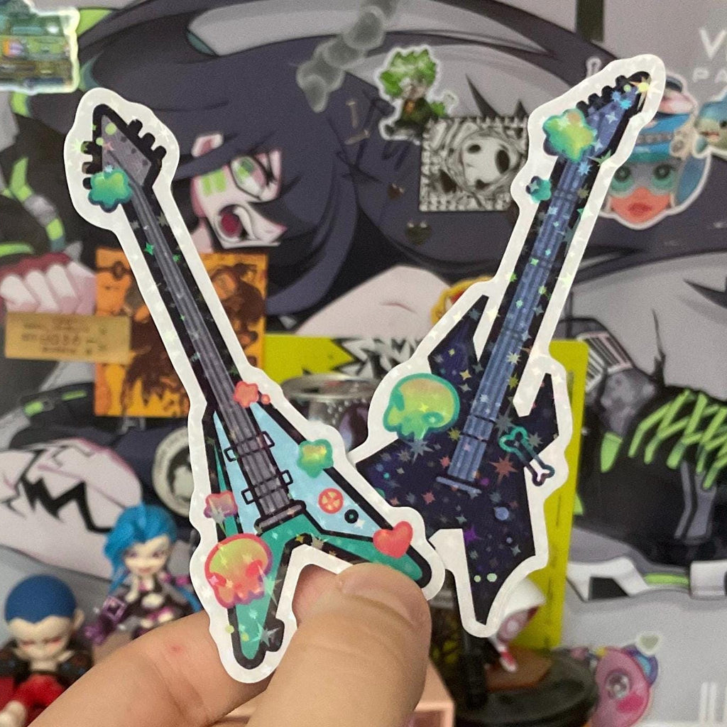 glitter guitar sticker set