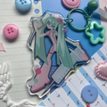 Epoxy key change with pink nurse turquoise pony tail singer 