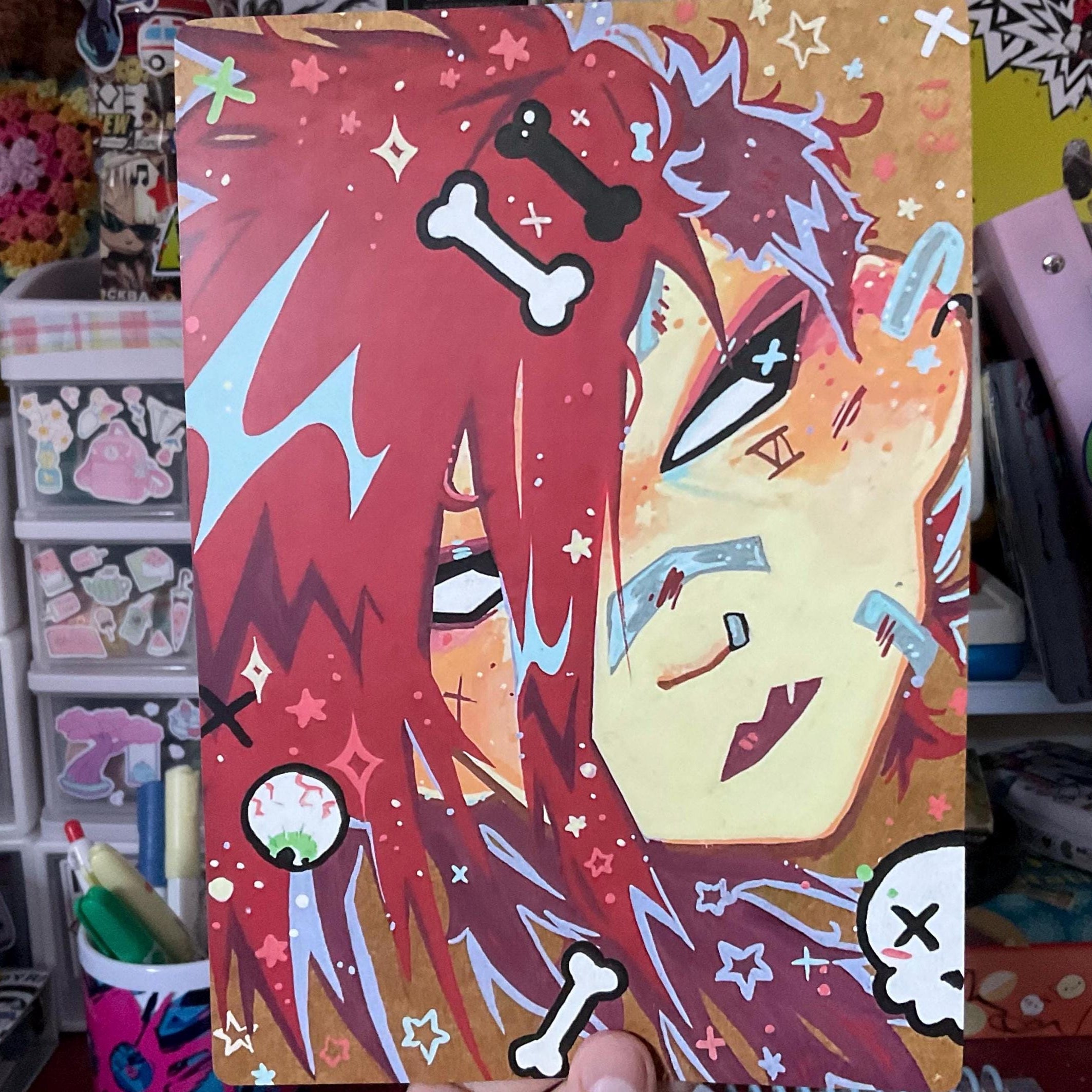 Pink punk print of original close up face