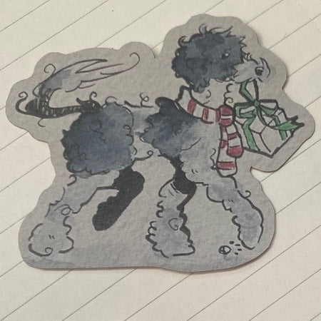 dog with present sticker