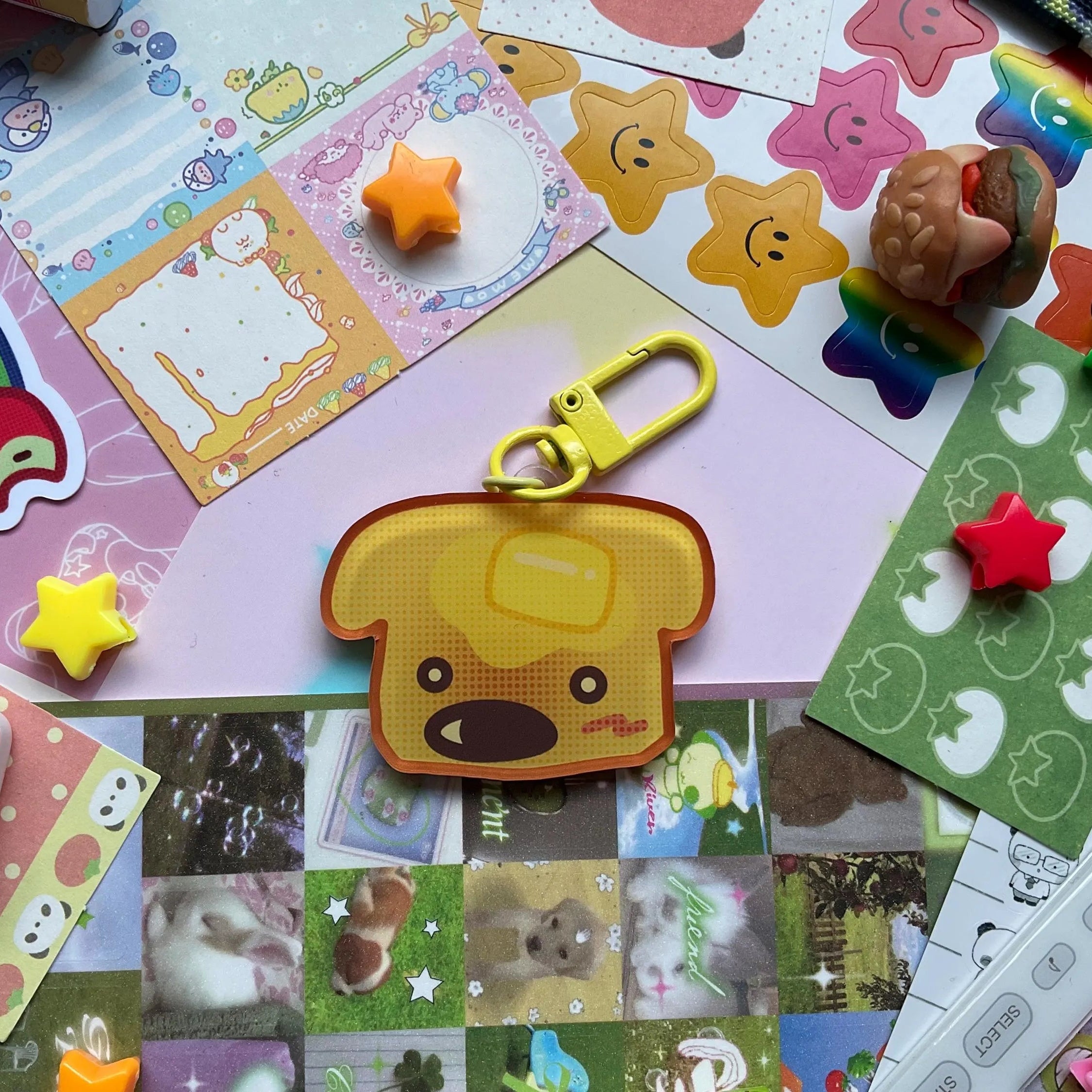 Toast dog keychain