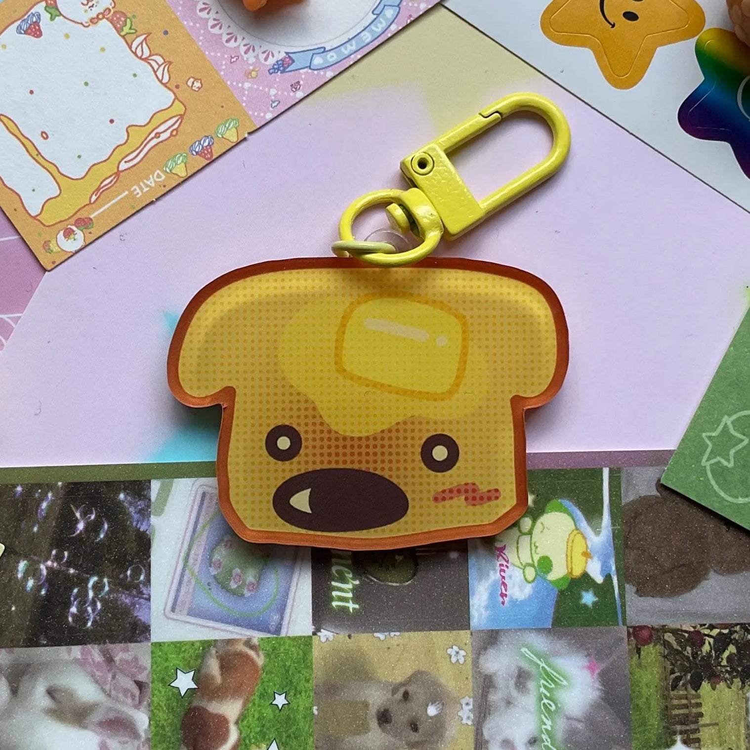 Toast dog keychain