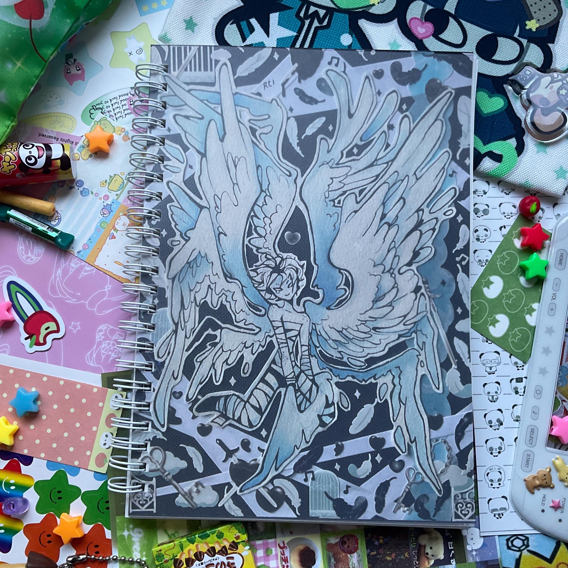 Pilot character blue wings spiral bound sticker storage book