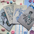 wings and wires postcard set of original illustrative style prints